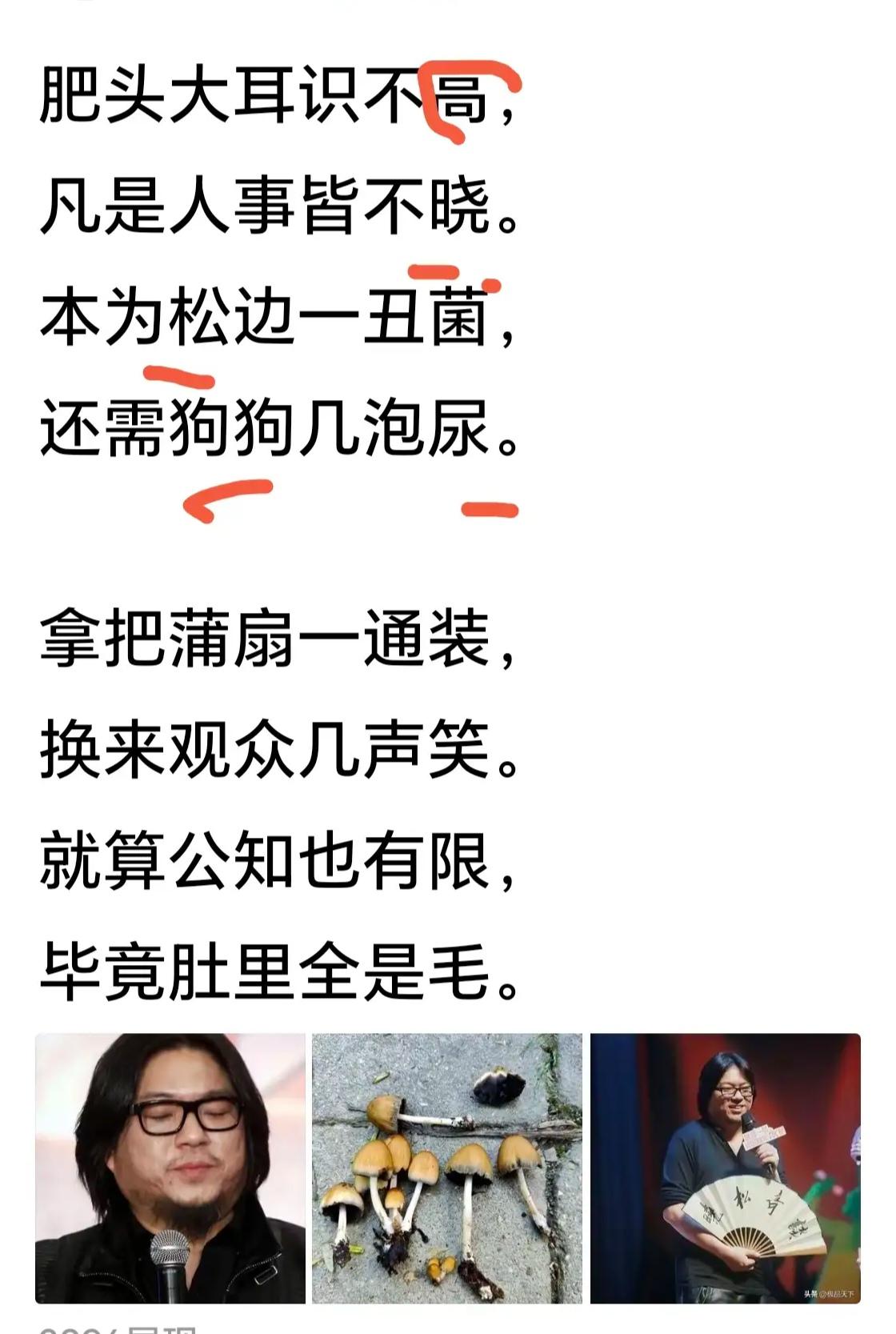 高晓松不是一个合格的公知。
极品天下网友写了一首诗，把高晓松刻画的十分准确。这不