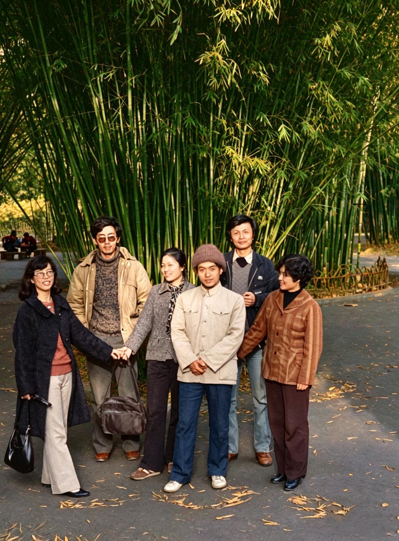 这是1986年舒婷、北岛、谢烨、顾城、李钢、傅天琳相聚成都 “星星诗歌节” 。这