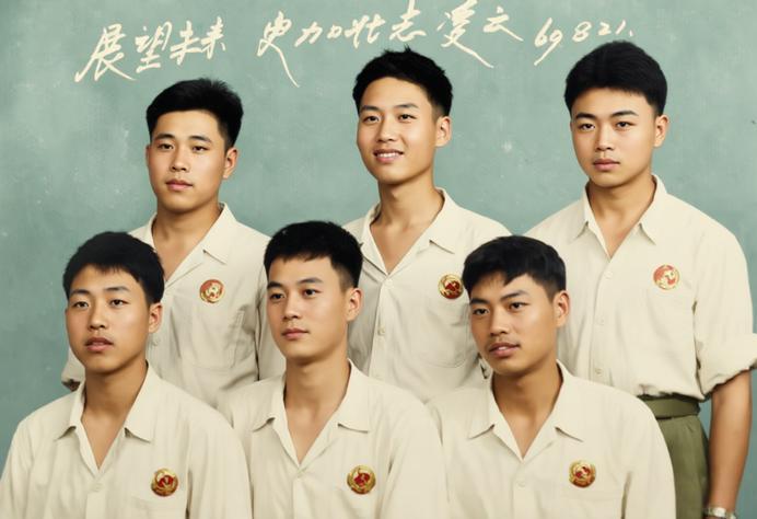 1969年8月21日，六位年轻的核潜艇艇员透着蓬勃的朝气，他们身着统一的白色短袖