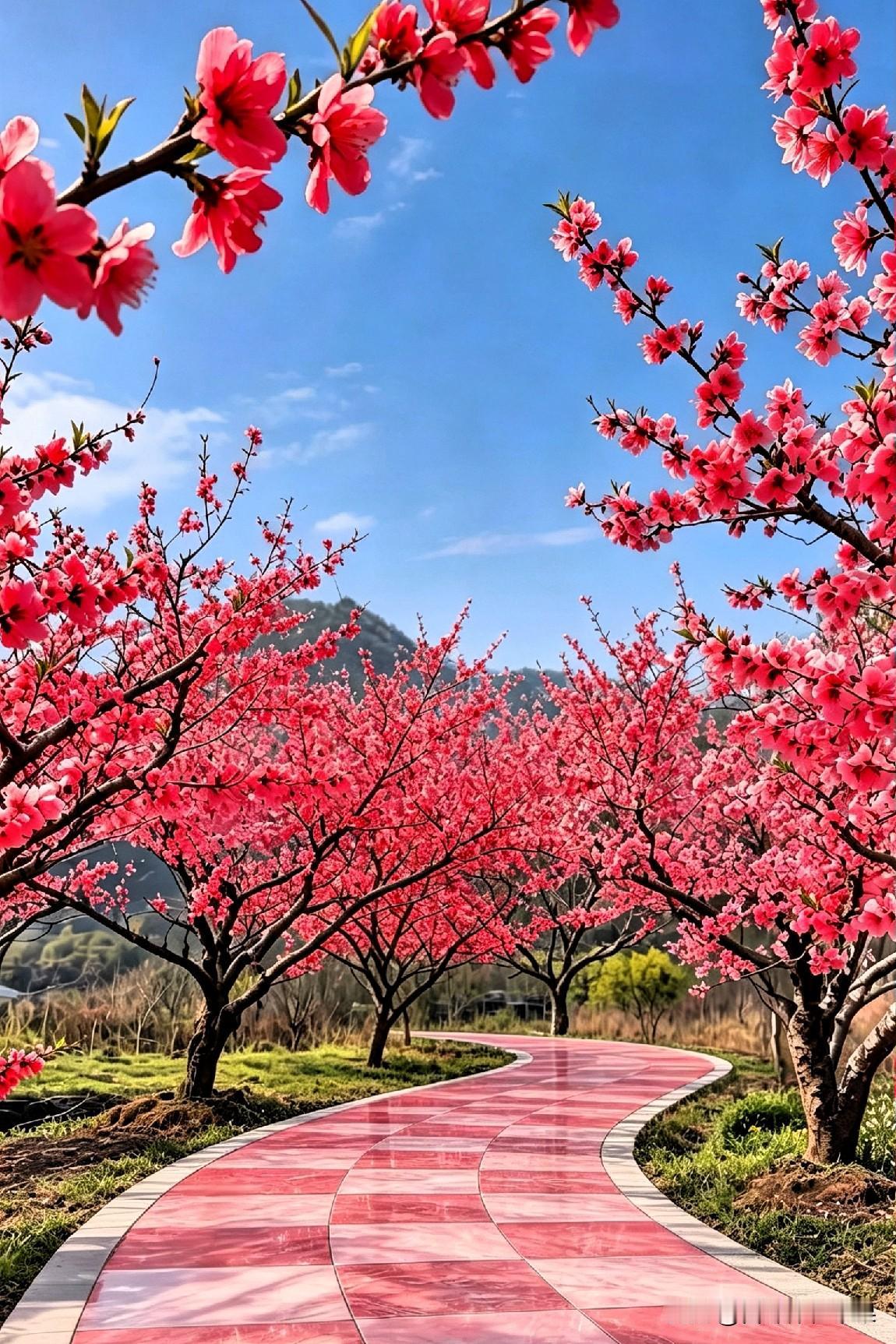 春风十里桃花艳，不负春光不负诗。

今日专为盛放桃花，作七言律诗一首，写尽它红艳