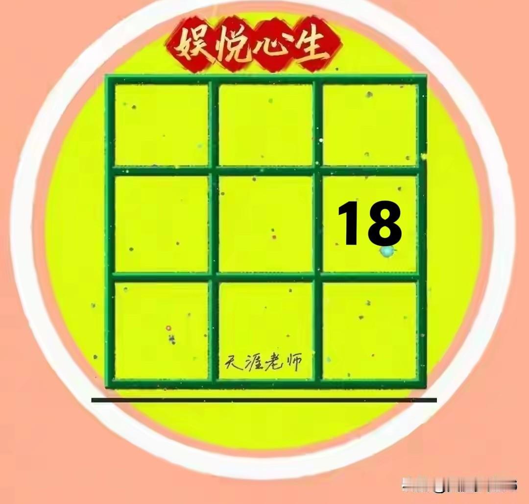 挑战自我挑战九宫阵开放题
【原题】如下图所示的九宫图，已有独数18占位，次大数是