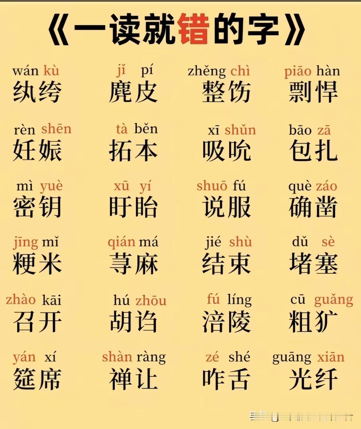 这些一读就错的字，你中了几个？
别再凭语感瞎读了！这24个高频易错字，从“纨绔子