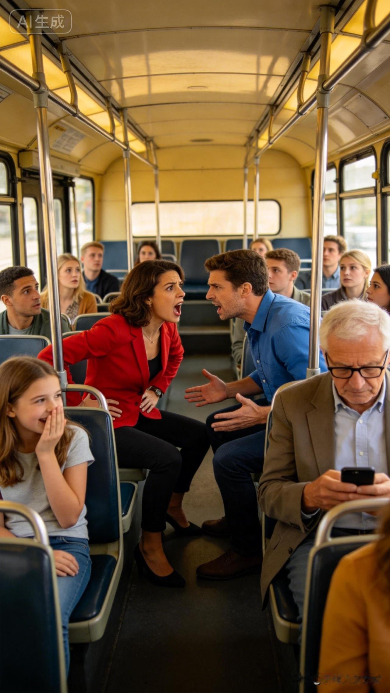 公交车上，一对男女吵了起来女：“你给我老实交代，昨晚去哪里鬼混了？是不是找女人去