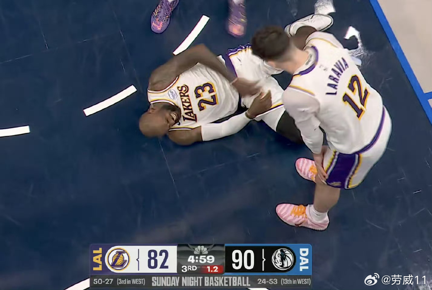 詹姆斯股腹沟又受伤了湖人vs独行侠