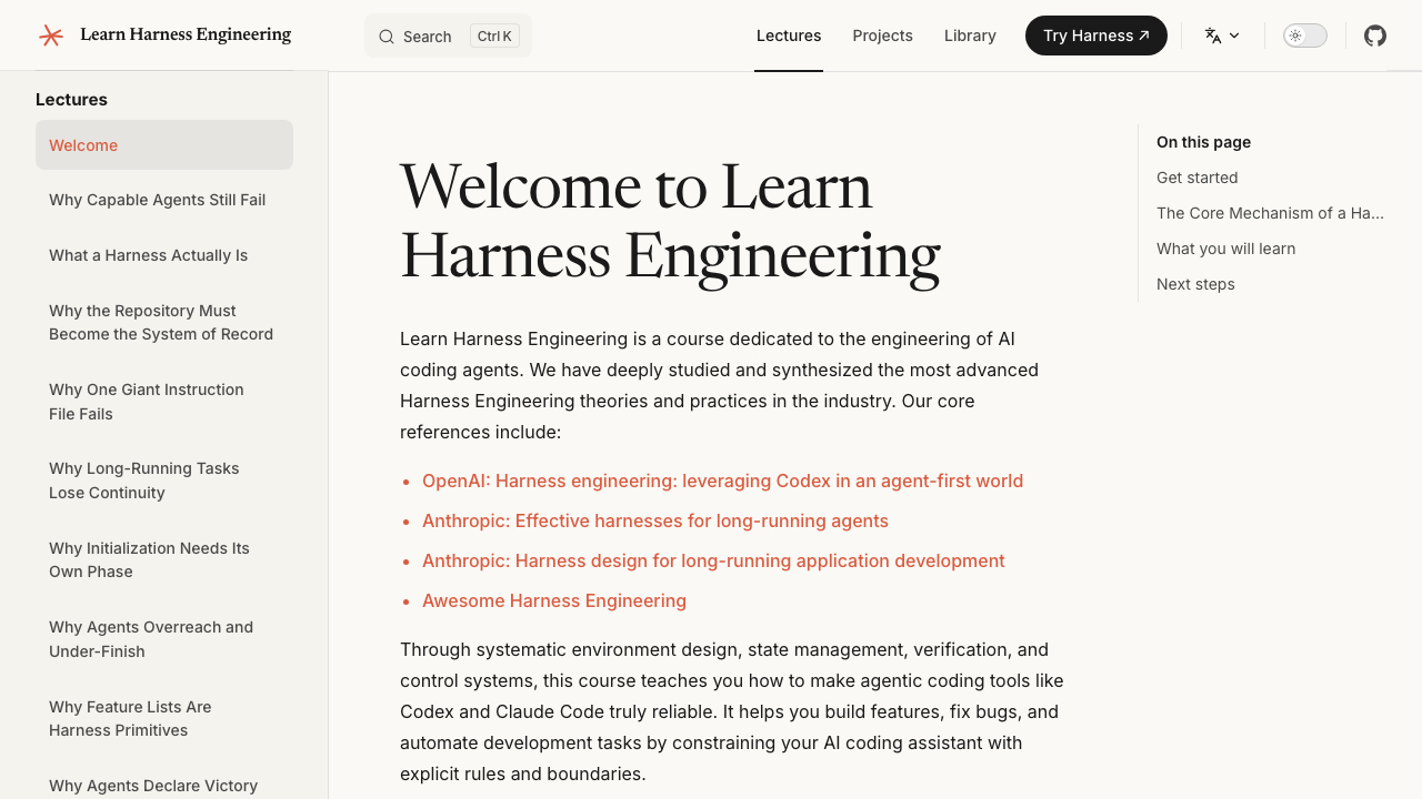 Learn Harness Engineering 一个Harness Engi