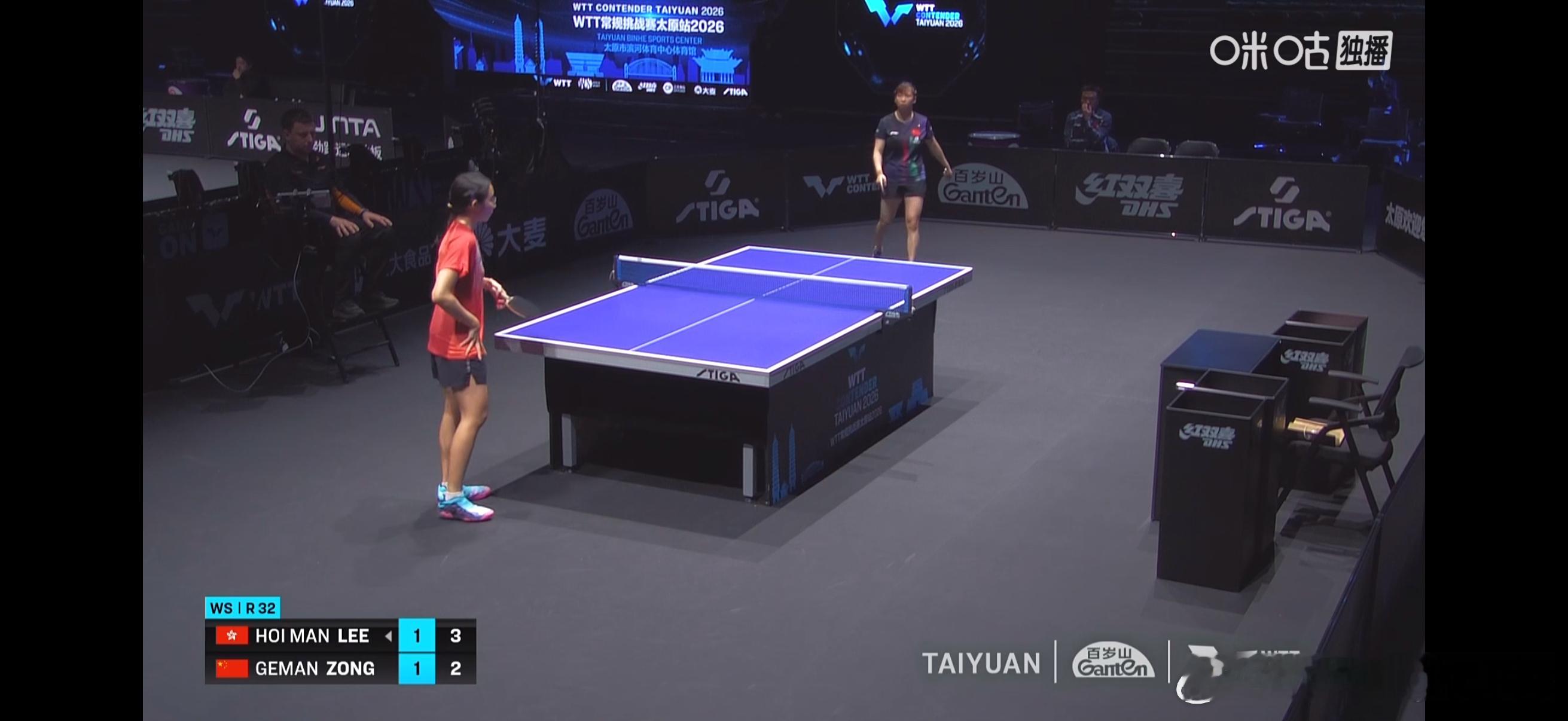 WTT常规挑战赛太原站2026wtt 女单1/16决赛：🇨🇳纵歌曼3比1李凯