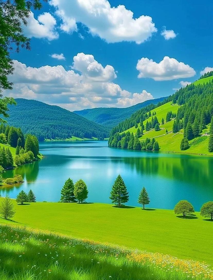 上联：山青水净
下联：似画如诗