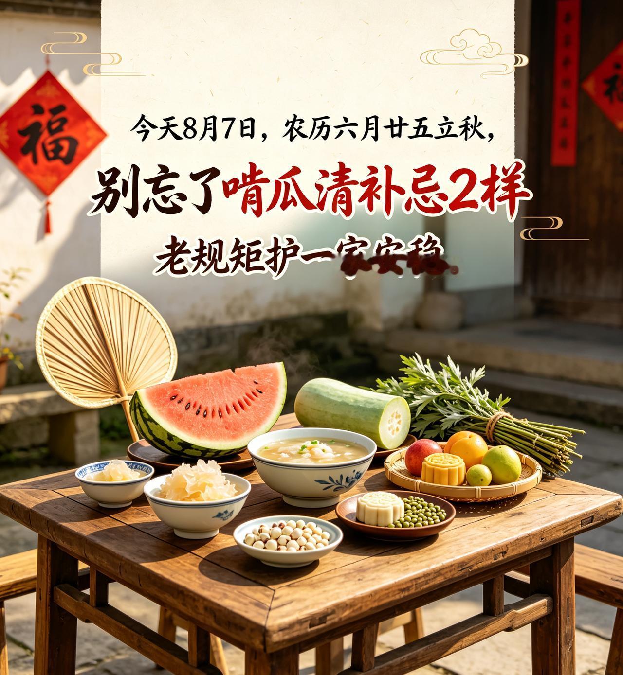 【8月7日立秋·六月廿五：别急着炖肉，3样吃对忌2事，伏天转秋不闹肚】

晚立秋