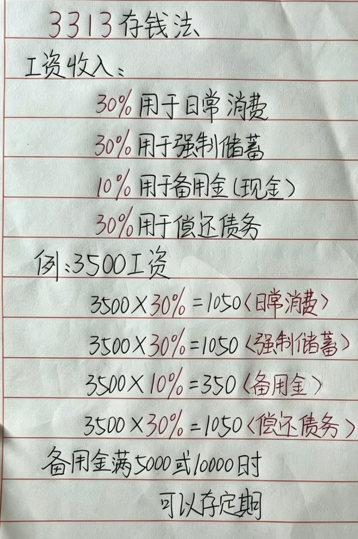 一边还债一边存钱很难吗？3313存钱法专治越还钱越穷的焦虑。收入固定拆分：30%