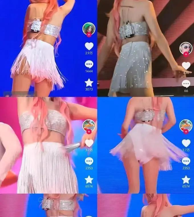 42岁的薛凯琪，在重庆演唱会上穿了一条近乎“透视”的薄纱裙。
强光一打，伴舞们都