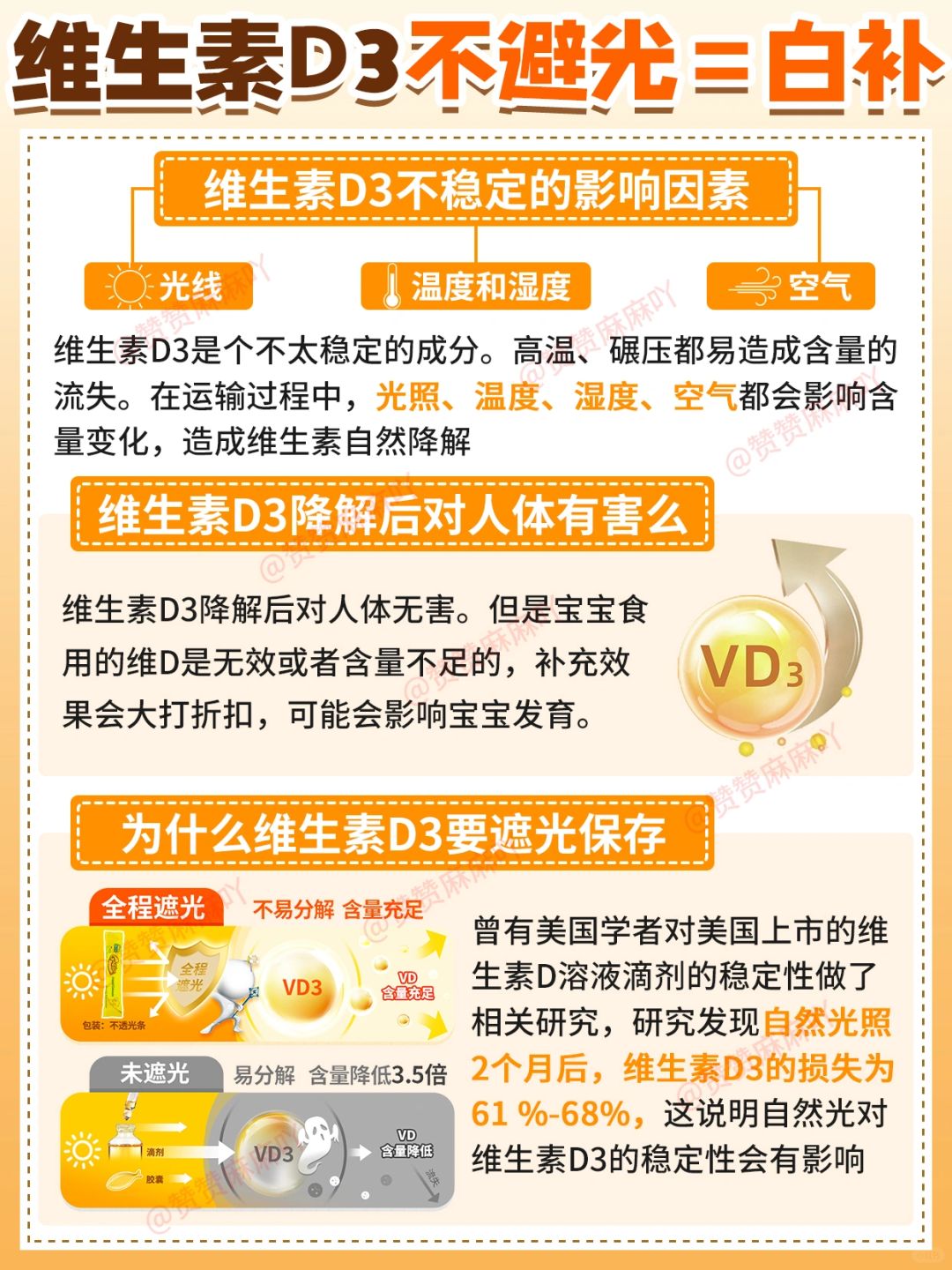 给娃补了维D怎么没用❓没避光=白补⚠️