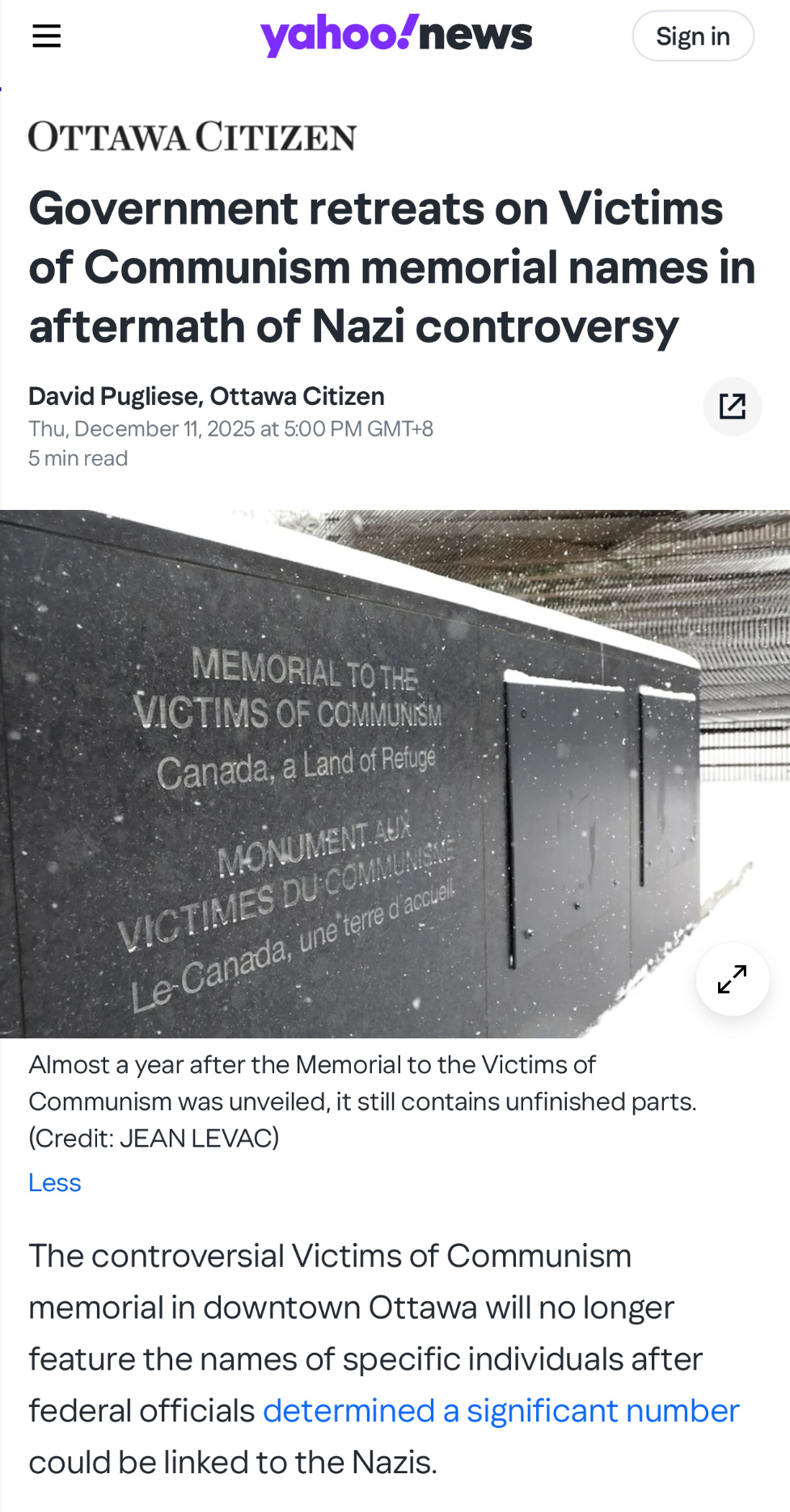 去年我们说过：加拿大要修个“共产主义受害者”纪念碑，碑上要刻上553个“共产主义