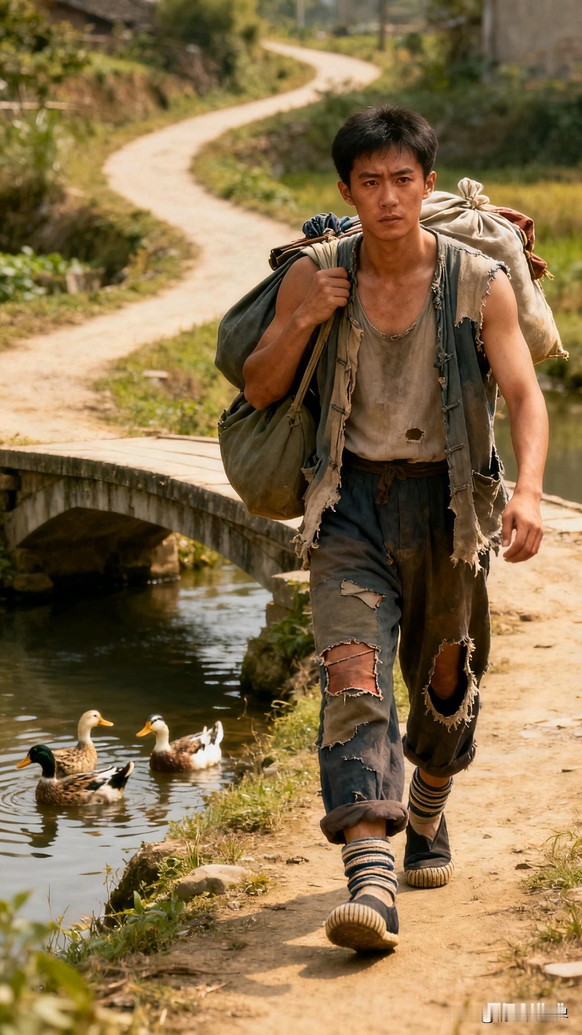 乡村漫步，背着行囊，感受生活的点滴。田野里乡村生活 背上行囊进大山