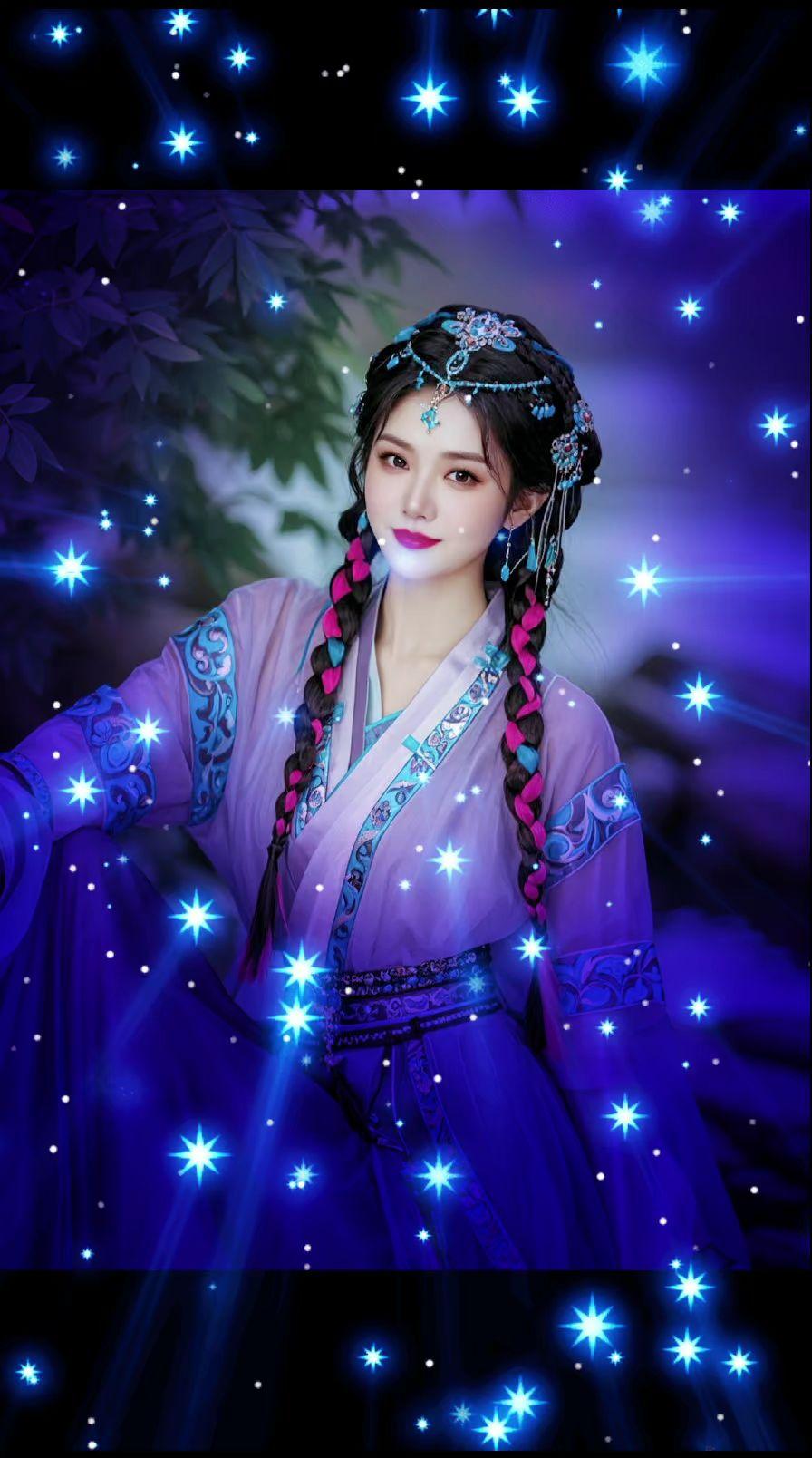 AI粉辫紫纱美人 内容AI生成