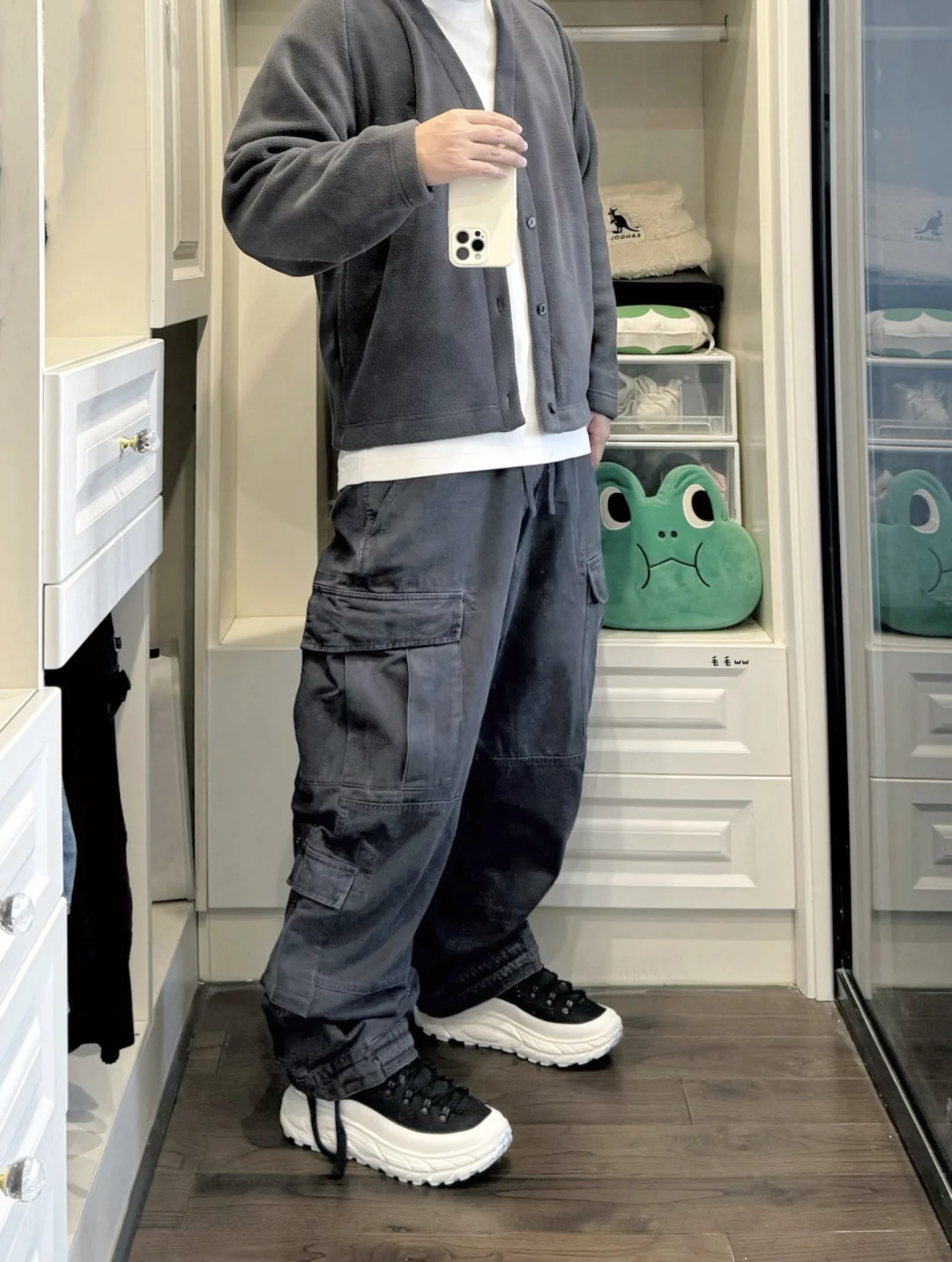 摇粒绒开衫｜灰色系穿搭