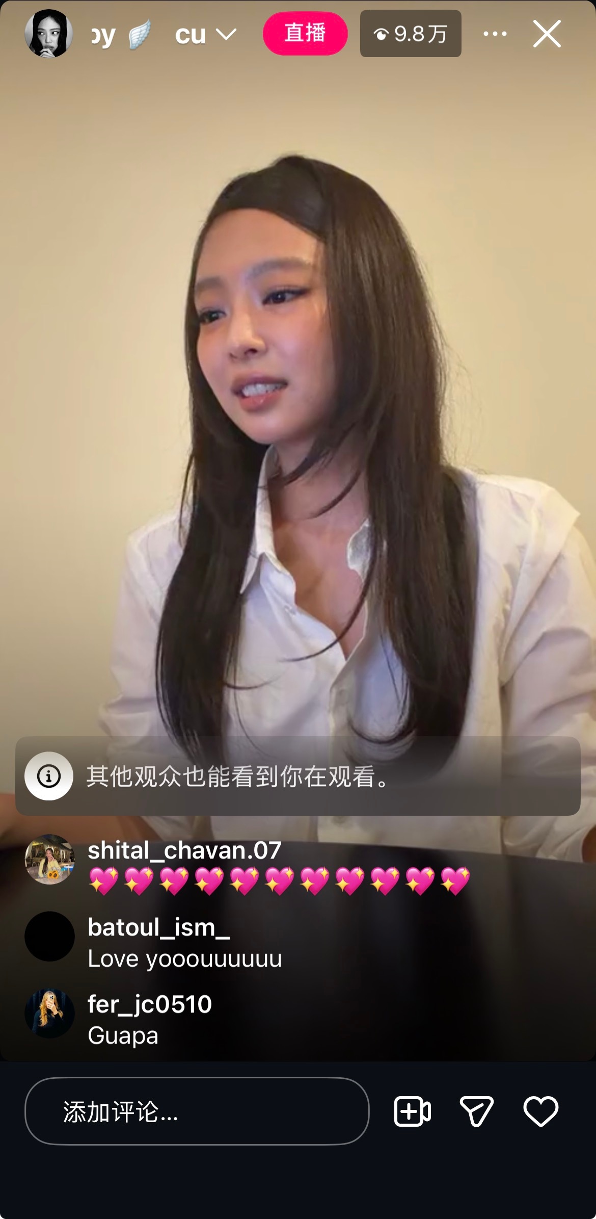 老姐在ins直播Jennie新歌MV ​​​