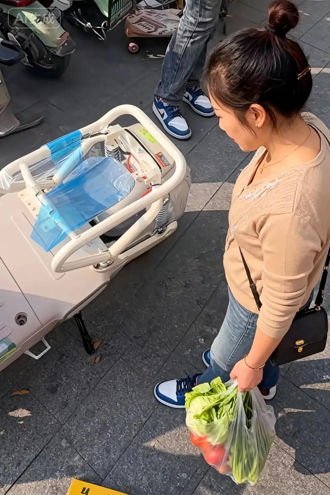 不光王姐蒙了，
我也蒙了。
新国标电动车，刚买三天，
骑车去买菜，回来一看
车座