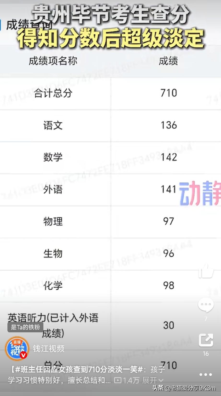 所谓学霸，从不靠“死磕”

这两天，贵州毕节女孩孟想查分710的视频刷屏了。
