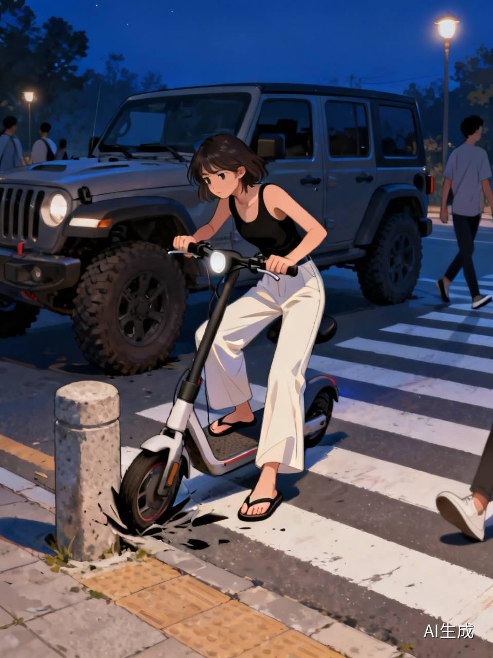 昨晚八点多，昏黄的路灯下，晚饭后出来散步的人络绎不绝。一个二十岁上下的女孩，身着