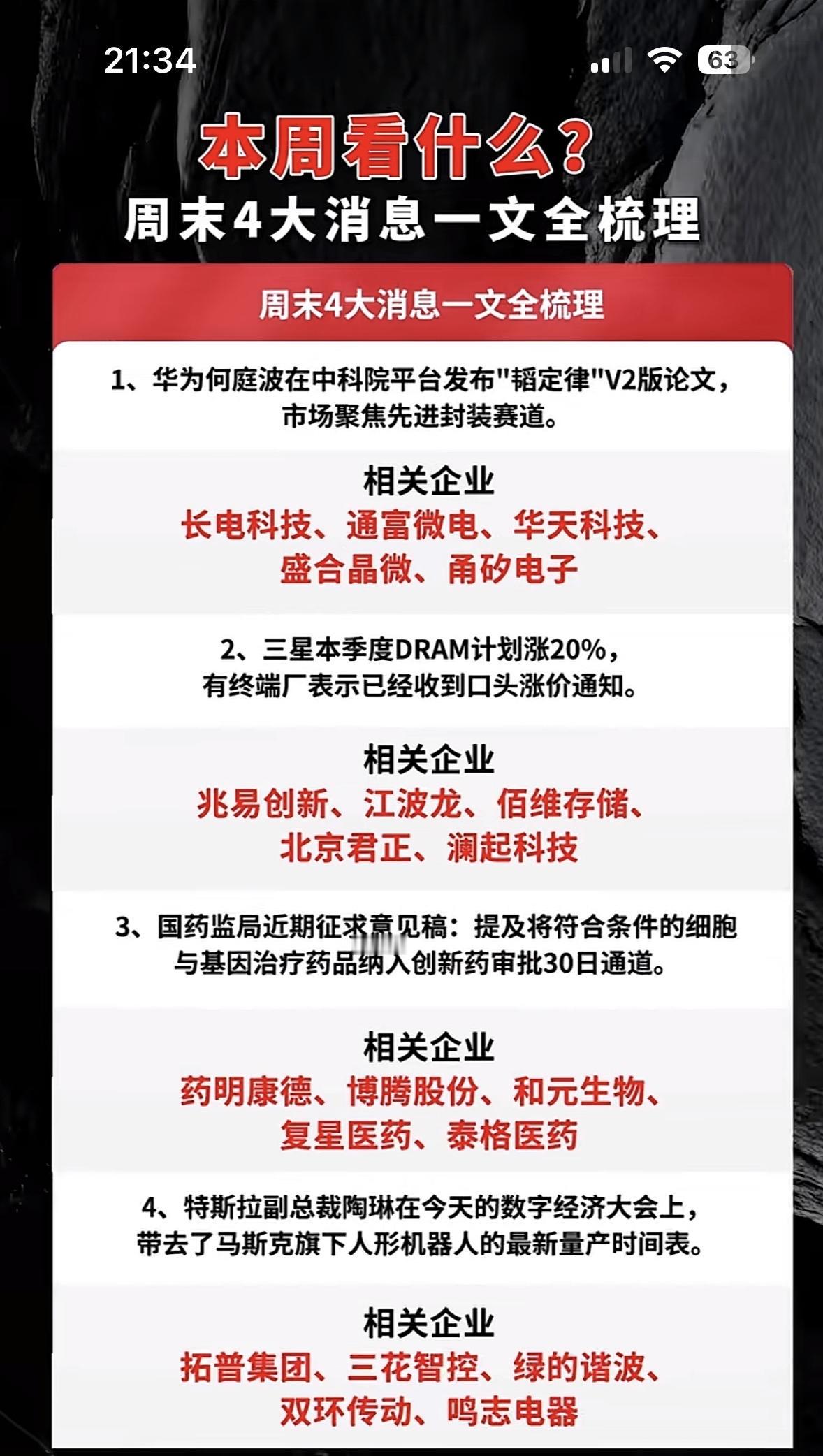 本周大事全梳理，4大消息一目了然。

本周大事可真是精彩纷呈，给大家梳理4大消息