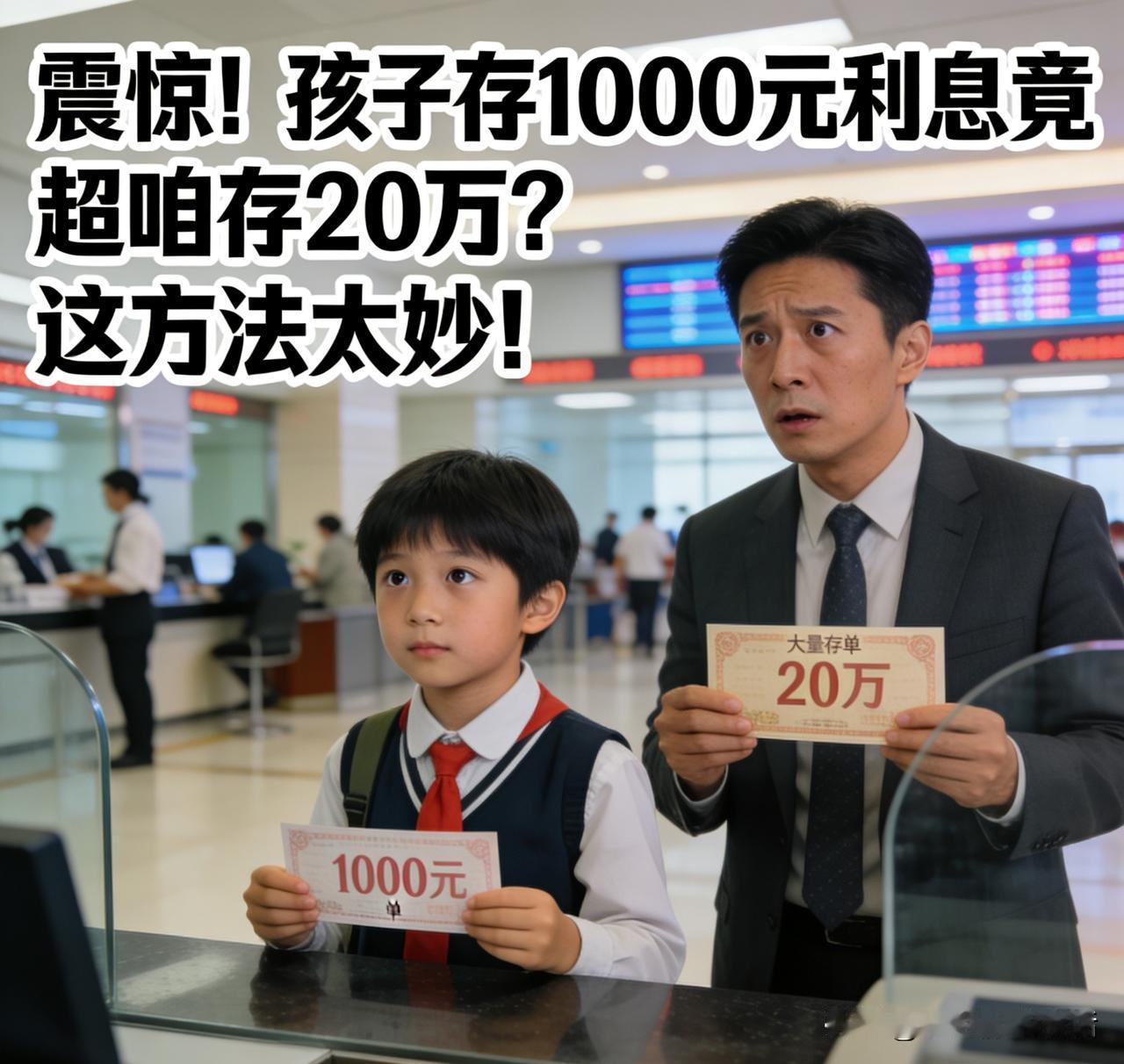 惊！孩子存1000元利息超咱存20万，方法太绝！
“不得了！听说邻居家孩子存10