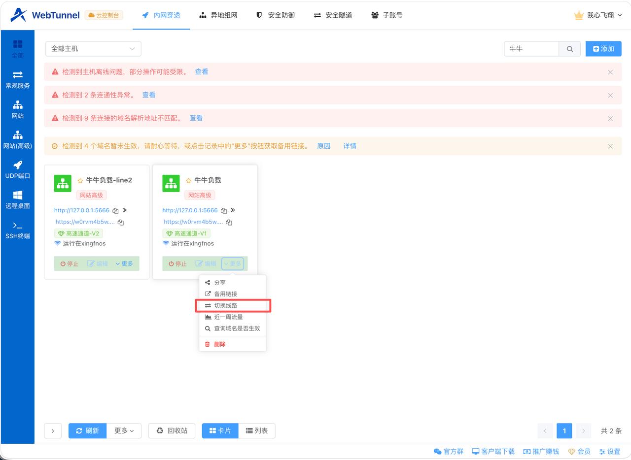 网站映射支持无感线路切换啦 🎉🎉🎉

如果您在使用网站类型，将本地NAS、