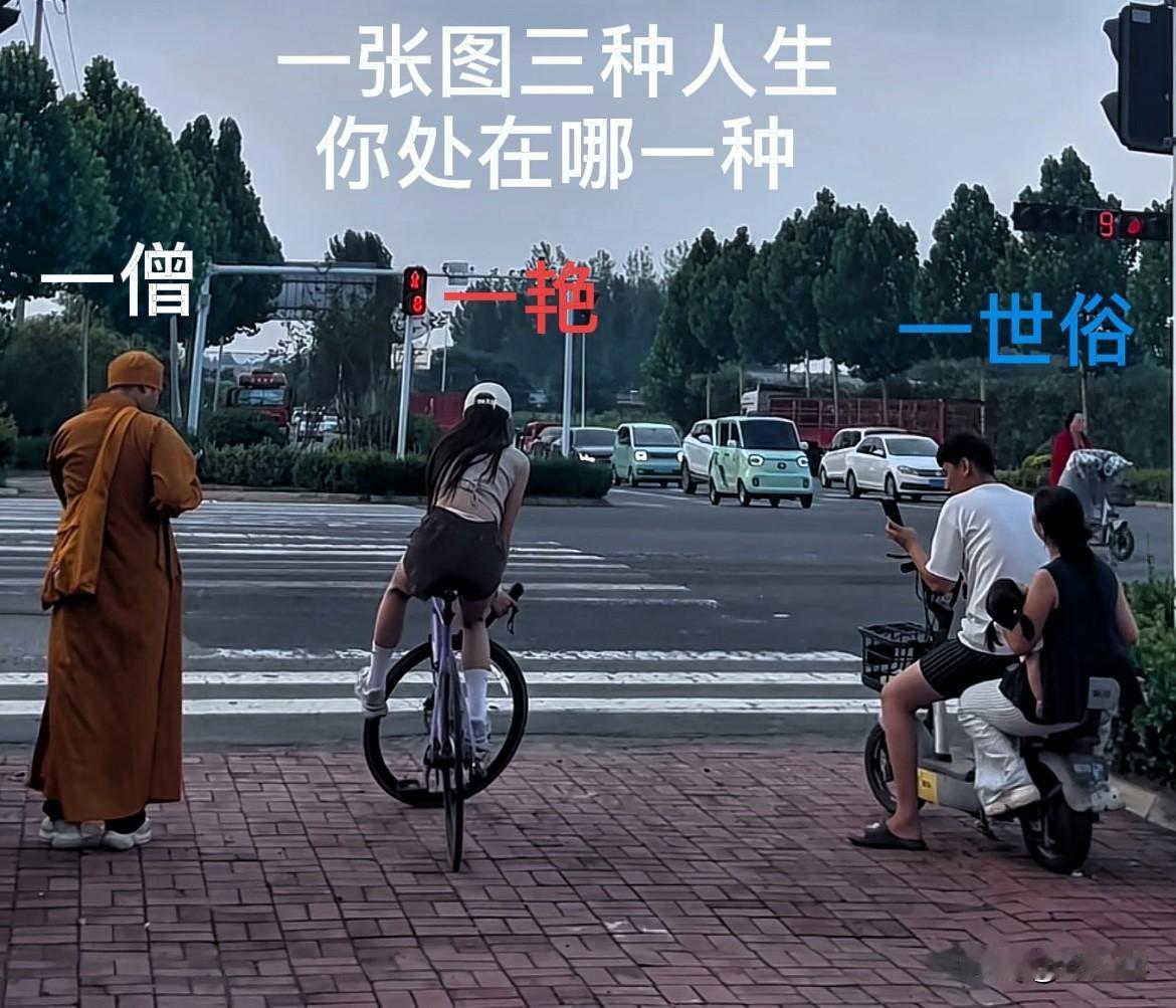 一张图里三种人生！一僧一艳一世俗，你羡慕哪种人生呢？