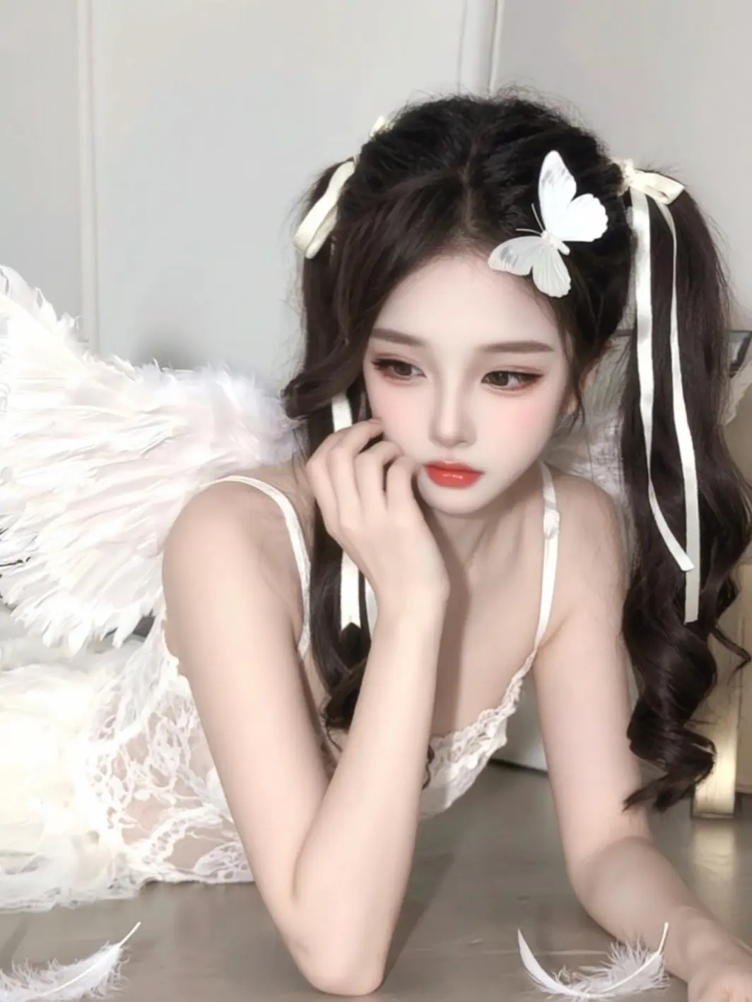 纯欲天花板 甜妹小白花穿搭 白色蕾丝造型灵感 软妹萝莉 清纯美女