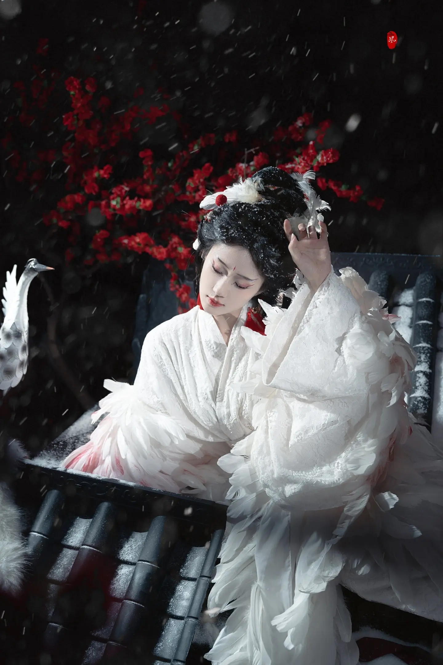 💯鹤与青山，雪与红梅。 是模特  同名，可以看我直播修图