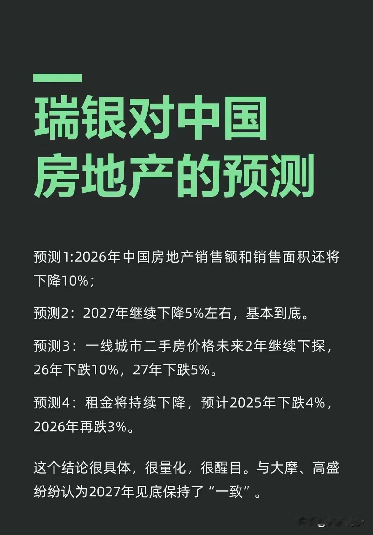瑞银预测中国房地产，还要继续跌，不过也不会太久了，再等两年就好了。
不过不知道有