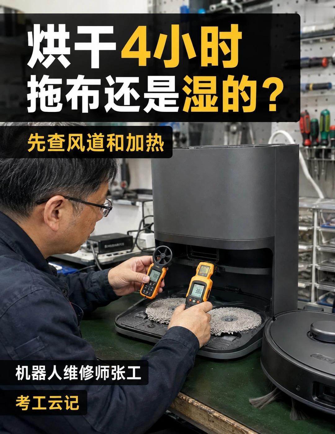 基站烘干4小时，拖布为什么还是湿的？
基站提示烘干已经完成，拖布摸起来却还是潮的
