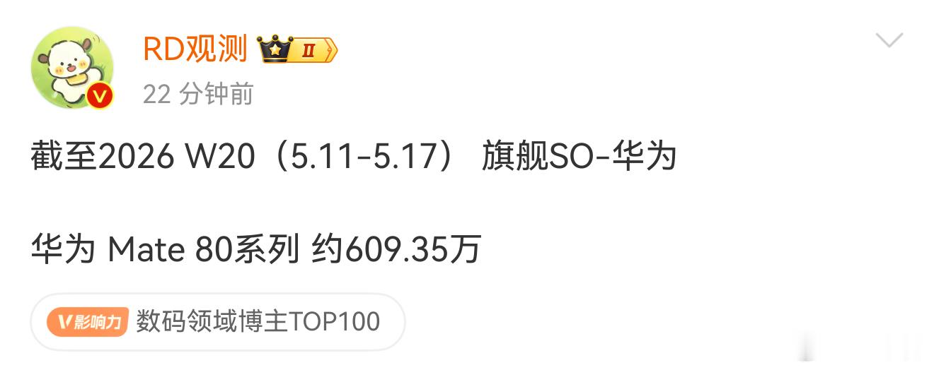 华为Mate80系列销量突破600万台！ 