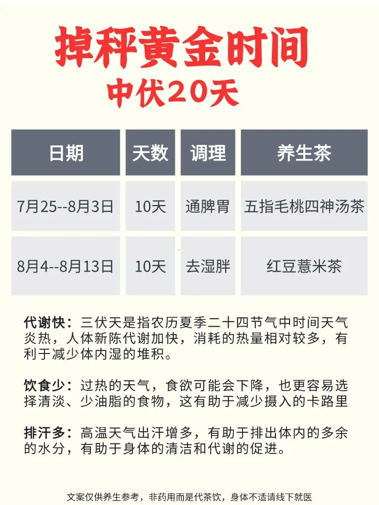 湿胖难减，把握好中伏掉秤的黄金时间