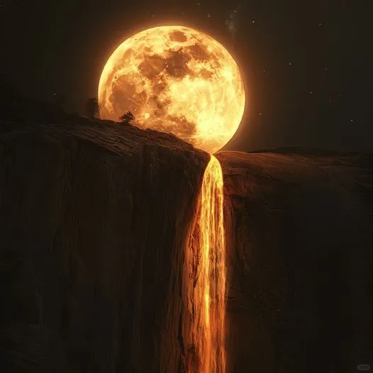 美图欣赏——月亮与悬崖的奇幻邂逅