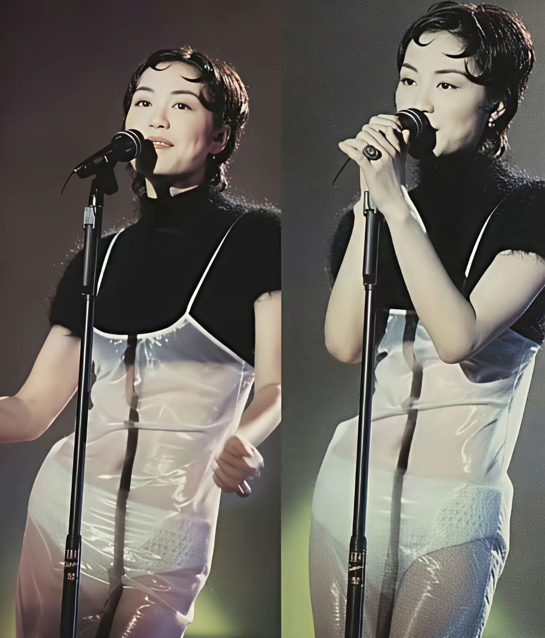 王菲太敢突破了，1994年就身穿透明裙子在舞台上演唱，一下子惊艳全场 