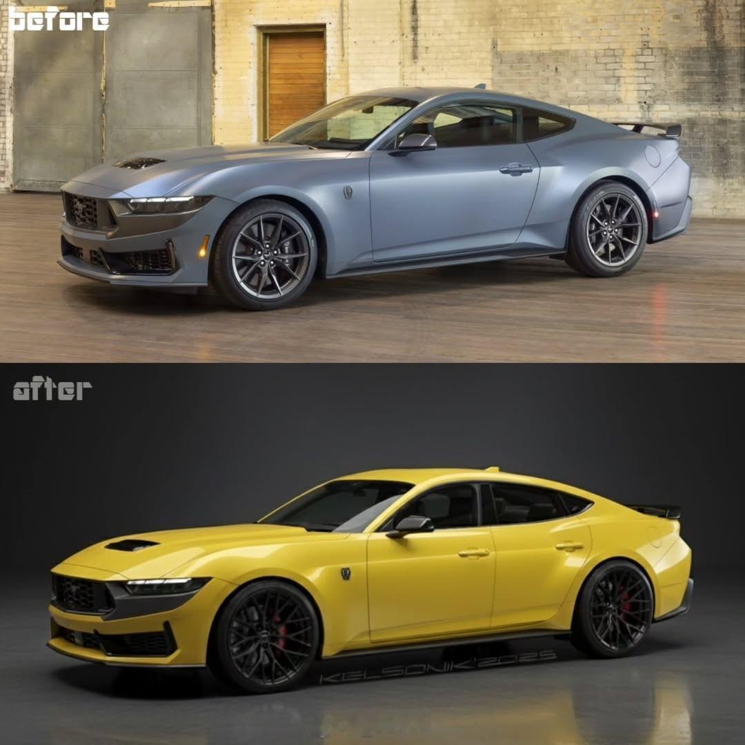 福特Mustang四门版渲染图 福特Mustang四门版渲染图，和两门版对比，姿