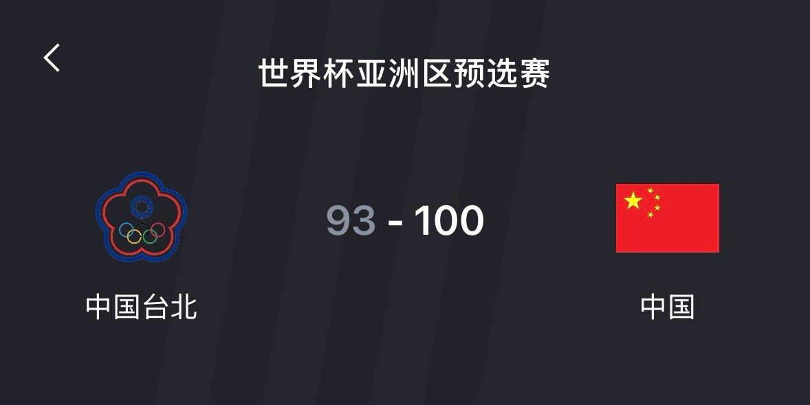 11分逆转！在刚刚结束的亚预赛里，中国男篮以100-93击败台北队。 中国男篮v
