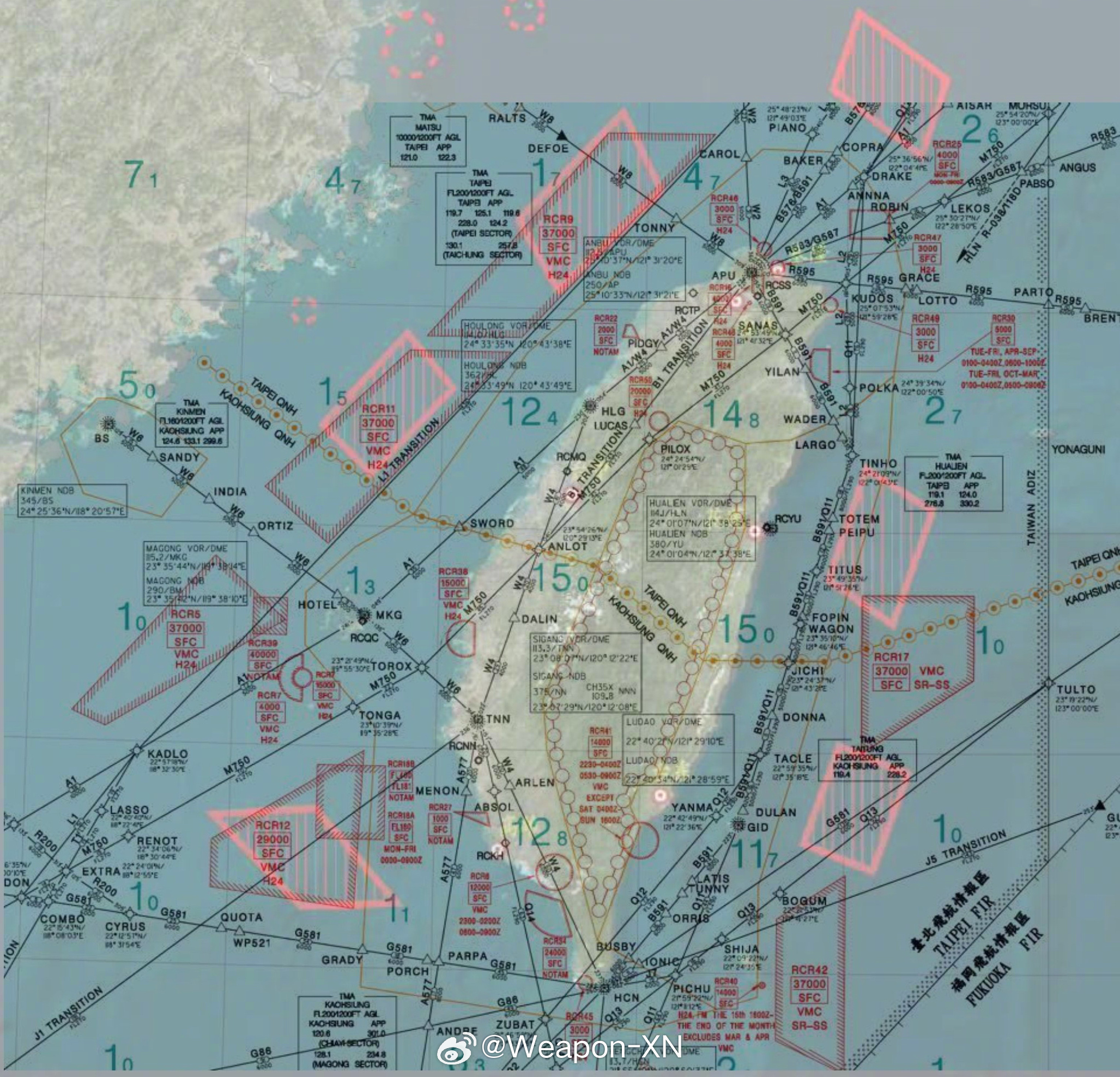 #兵器影像[超话]# 东部战区“联合利剑—2024B”演习区域，套叠台北飞航情报