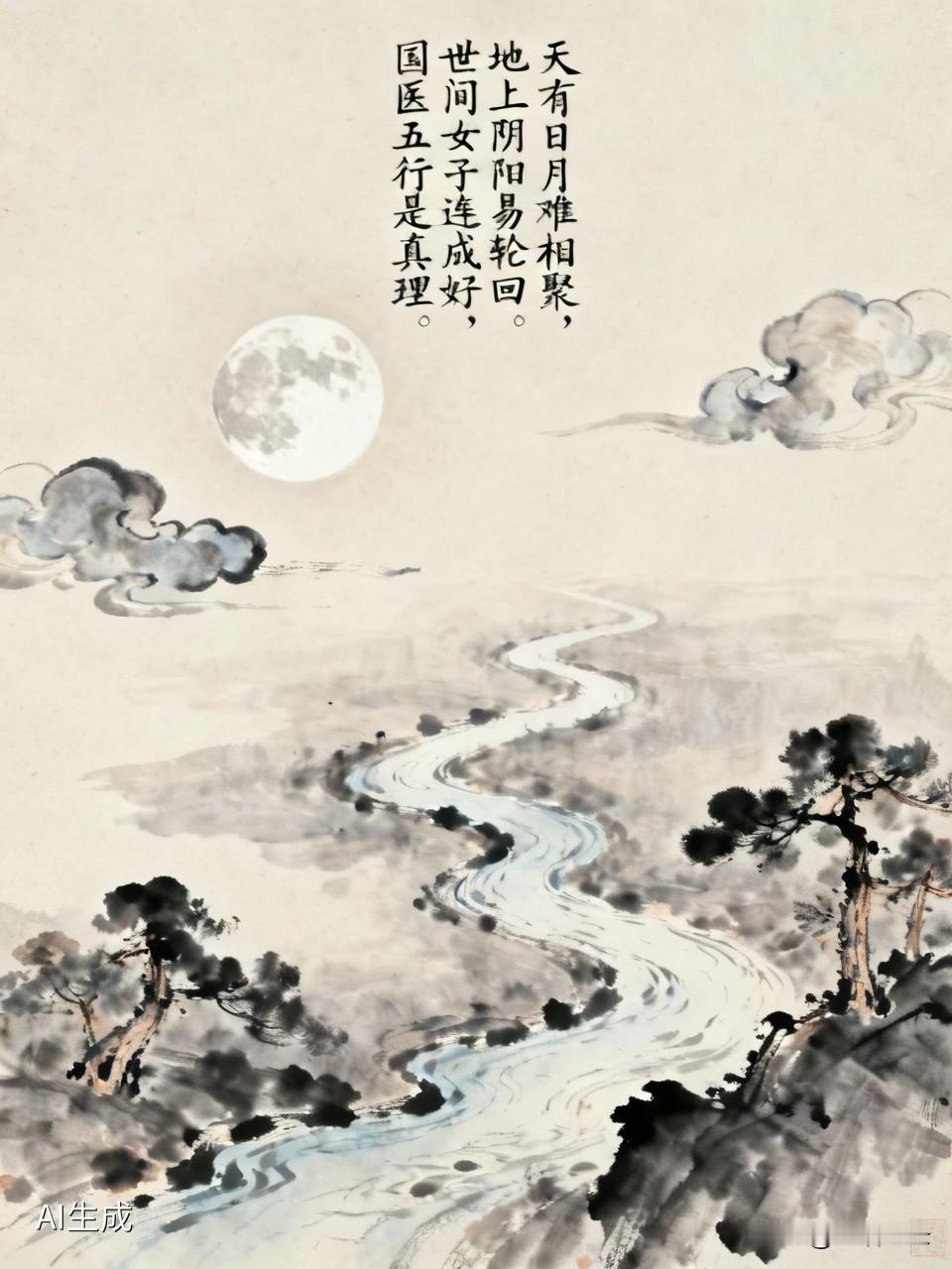 “天有日月难相聚，地上阴阳易轮回”，这两句充满了对自然规律的感慨。日月交替，阴阳