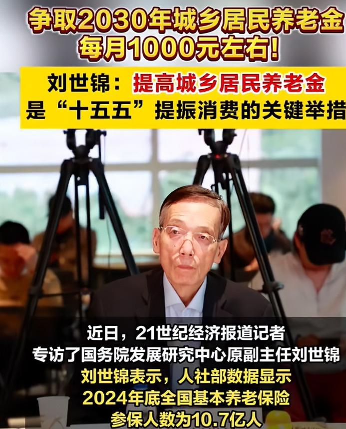 这才是良心专家！刘世锦建议城乡居民养老金从163涨到1000每月！。这个给近两亿