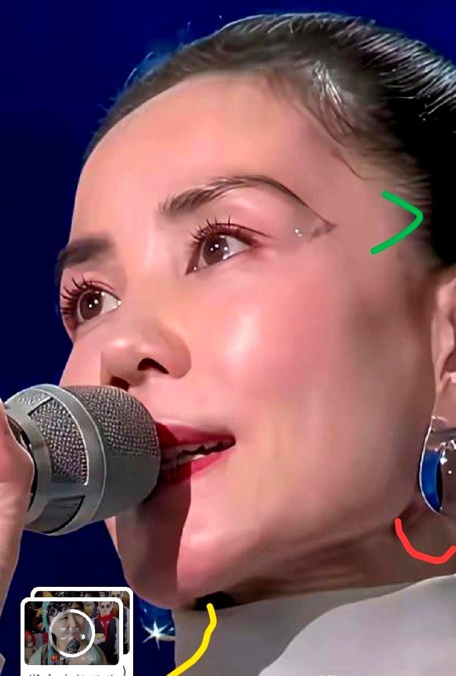 都说王菲这次的妆，惊得像一只蓄势待发的穿山甲，闭着眼，但随时能睁眼秒杀全场。
