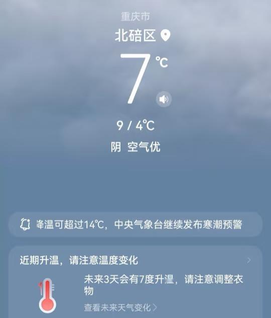 重庆7°，今天穿羽绒服了吗？
气温 重庆 温度 冷 降温 一秒入冬 冻得瑟瑟发抖
