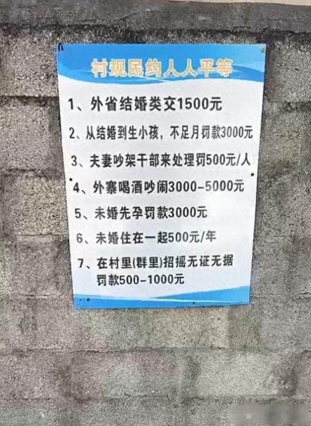 “未婚先育罚3000元、
与外省人结婚交1500元，
婚前同居每年500元”，云