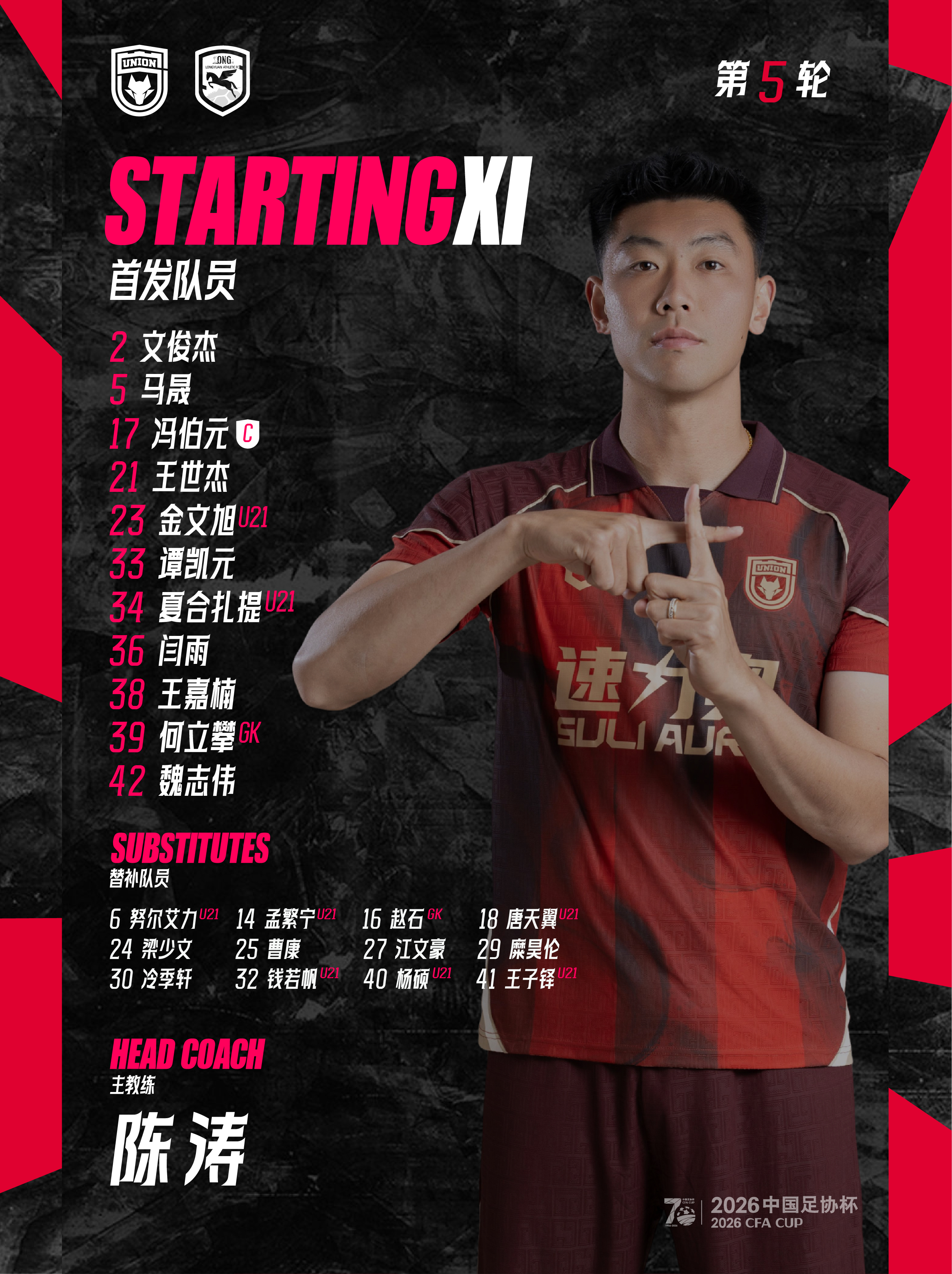 足协杯 今日首发🐺吾心向陕联合无畏 兰州·兰州奥体中心玫瑰体育场