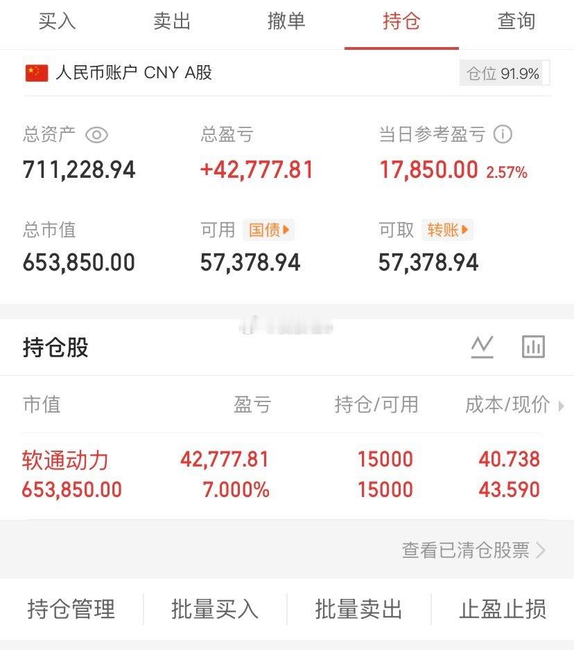 爱股程全职炒股日记40w本金挑战一年翻5倍，第（ 174）天！总资产：71w当日