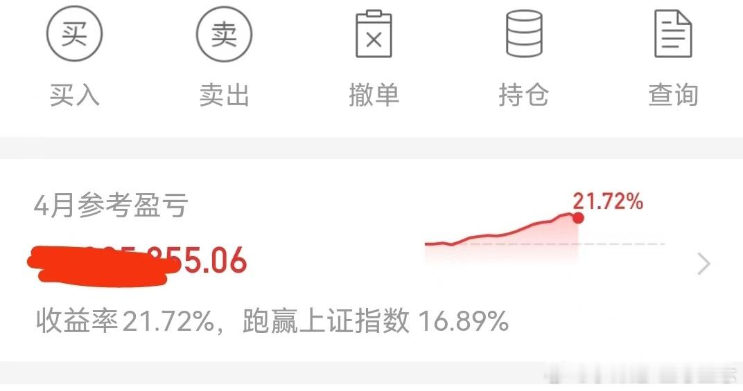 4月份21一个点，我觉得可以啦，很知足了，稳稳的幸福。明天卖出，空仓休息，到30