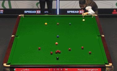 丁俊晖一杆强攻失准，第3局0-142负桑坎姆
北京时间1月18日，丁俊晖与桑坎姆