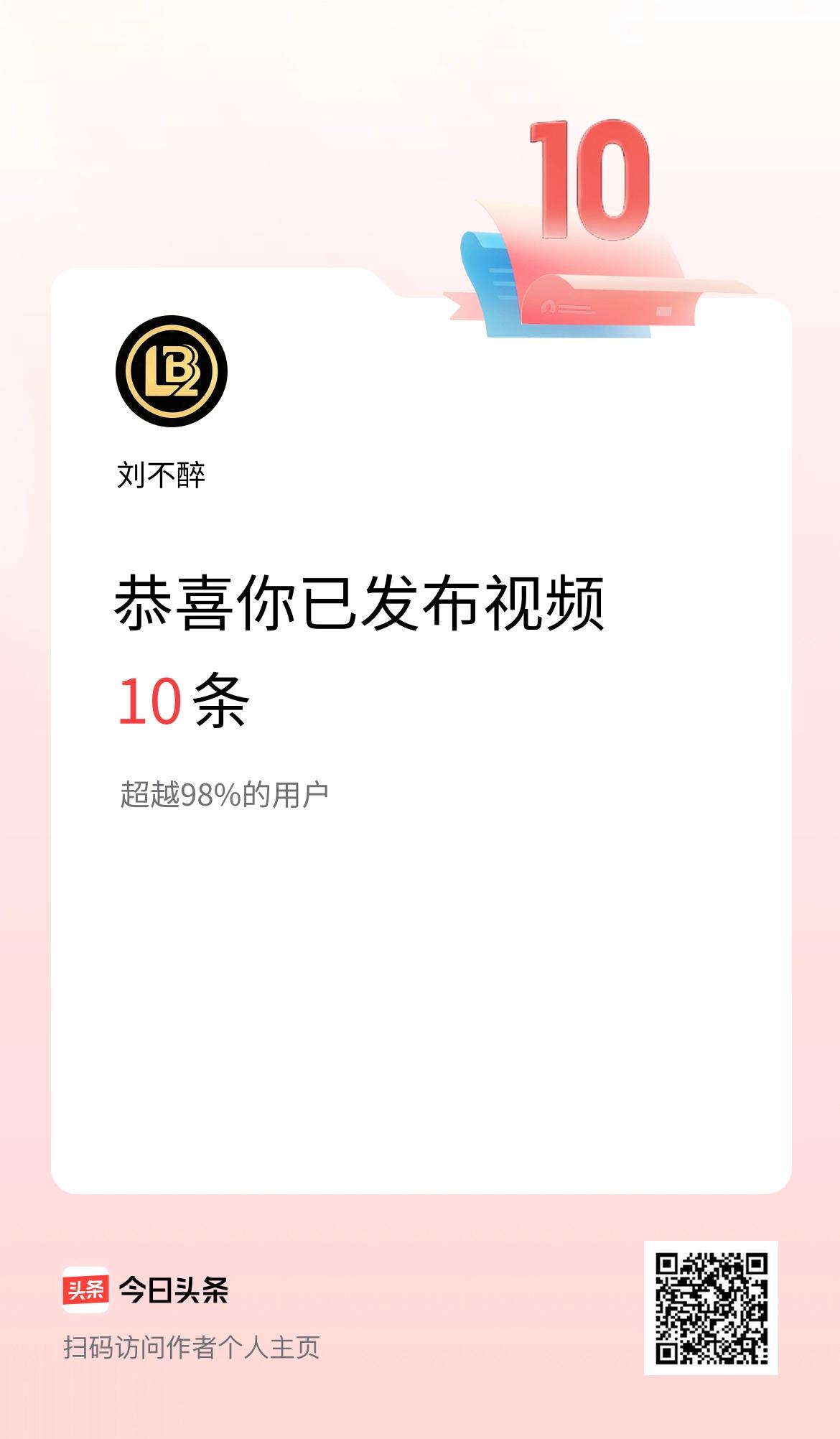 我在头条累计视频投稿10个