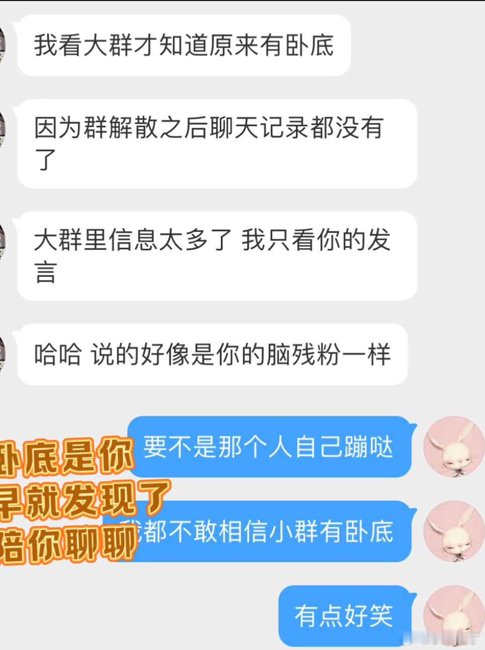 给大家讲个故事吧来到大眼我们有一个从刚开始就一直没解散的群因为一个小书的卧底，喜