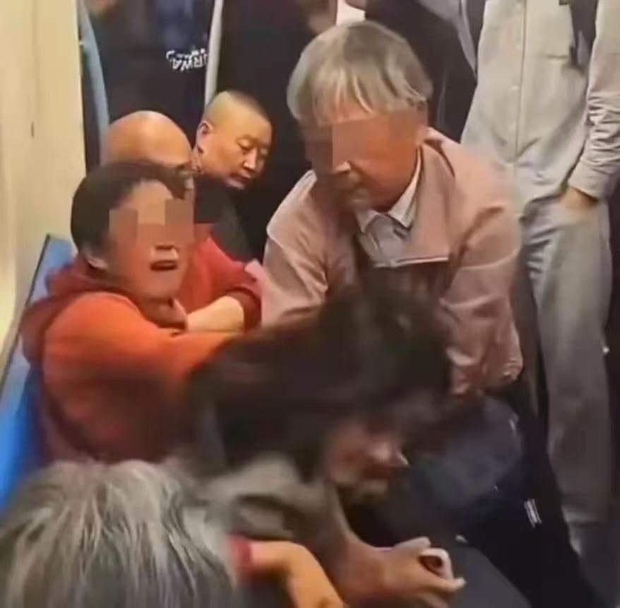 上海地铁，“女孩来例假拒绝给大妈让座，被大妈吐口水撕头发”的视频，我反复看了好几